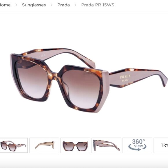 Prada Tortoise Carmel/Power Brown Gradient Sunglasses (PR 15WS) - Picture 1 of 10